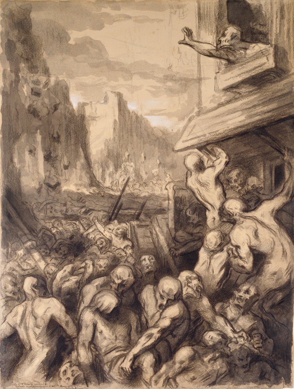 The Destruction of a City, midten af det 19. århundrede af Honoré Daumier