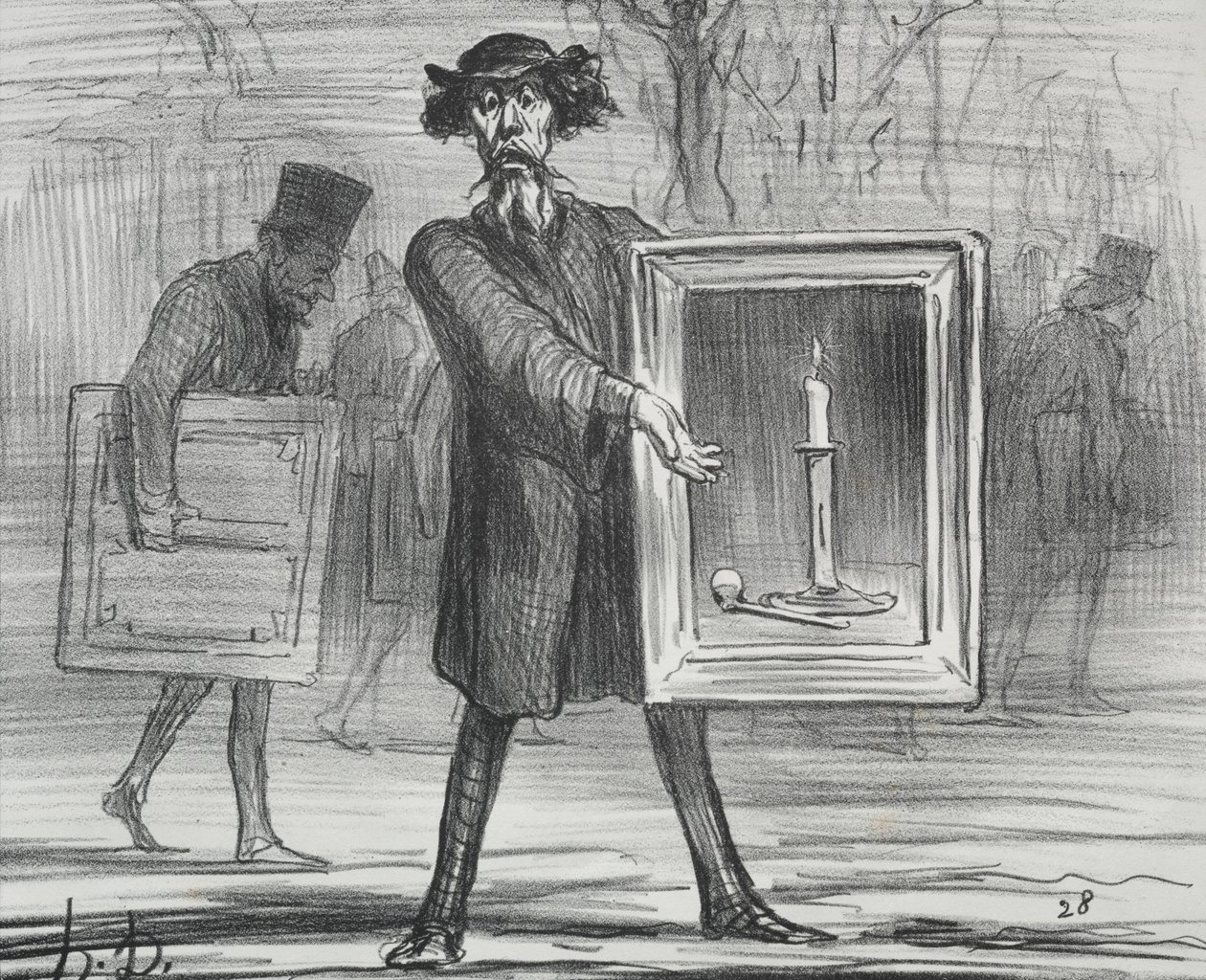 Udstillingen af 1859 plade 1: De har nægtet dette, Ignoramuserne!, 1859. af Honoré Daumier