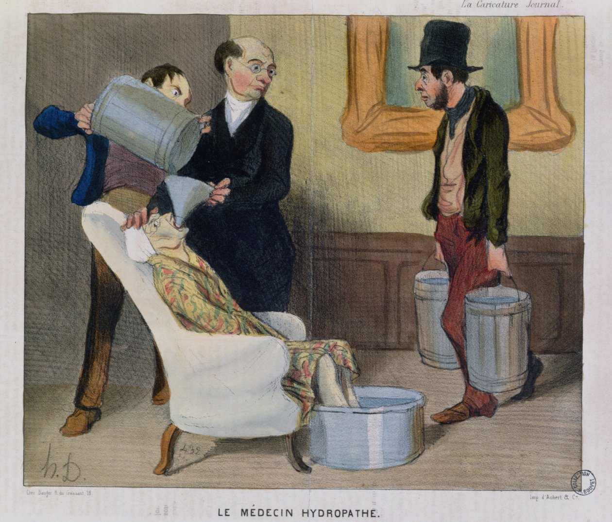 Den hydropatiske læge, karikatur fra "La Caricature af Honoré Daumier
