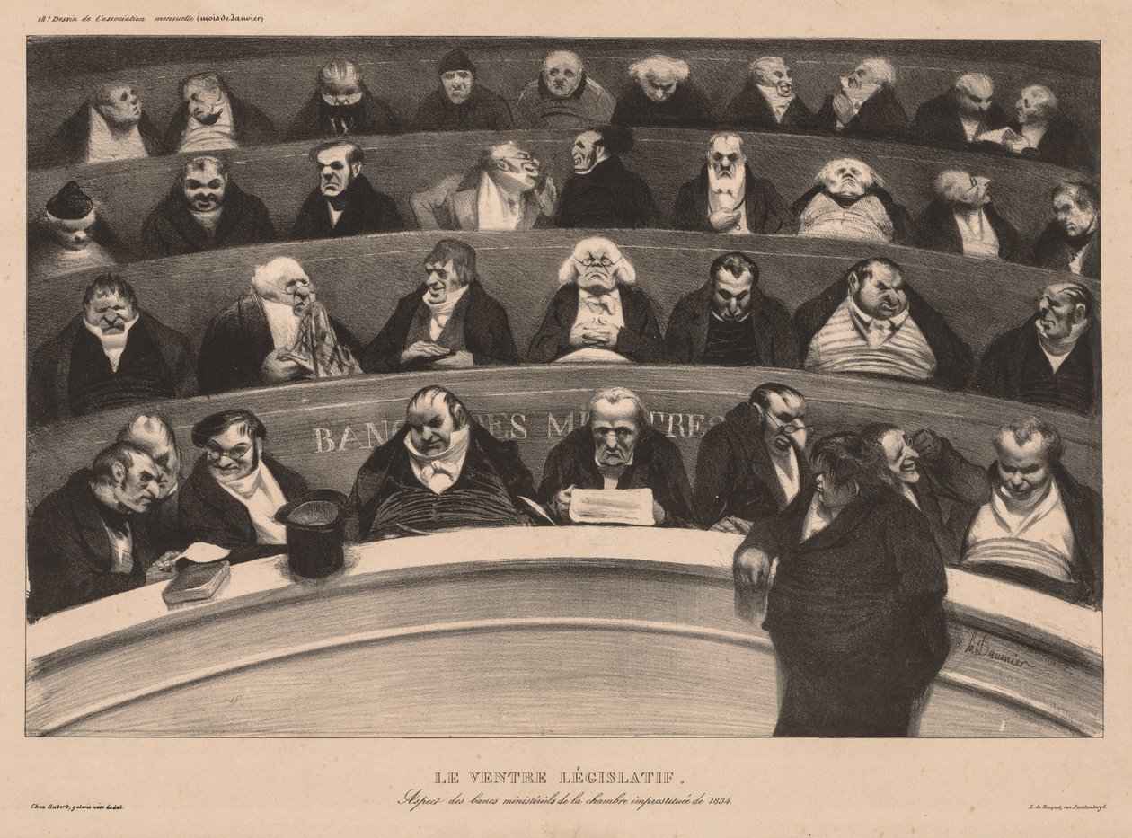 Månedsforeningen (plade 18): Den lovgivende mave af Honoré Daumier