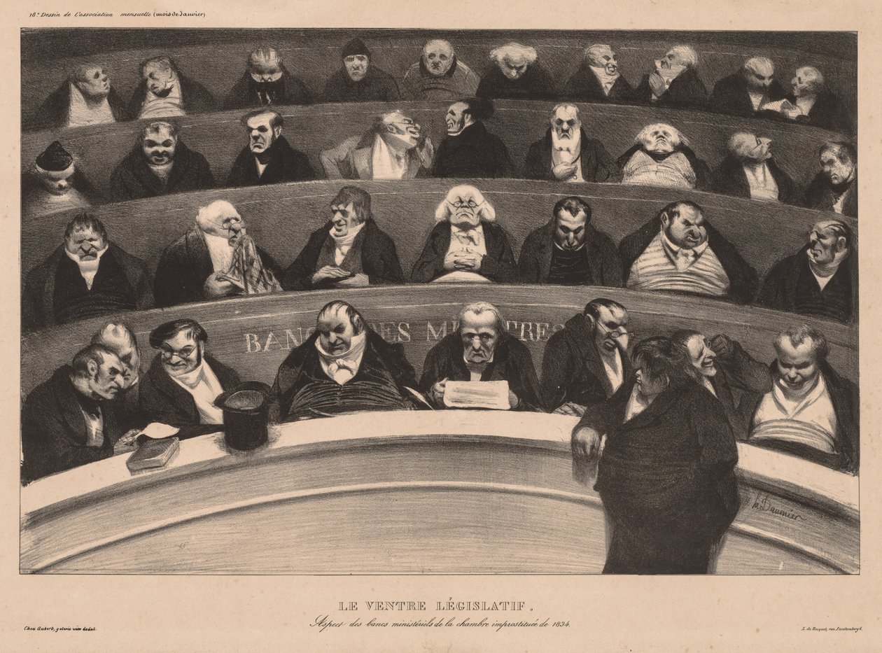 Månedsforeningens plade 18: The Legislative Belly, 1834. af Honoré Daumier