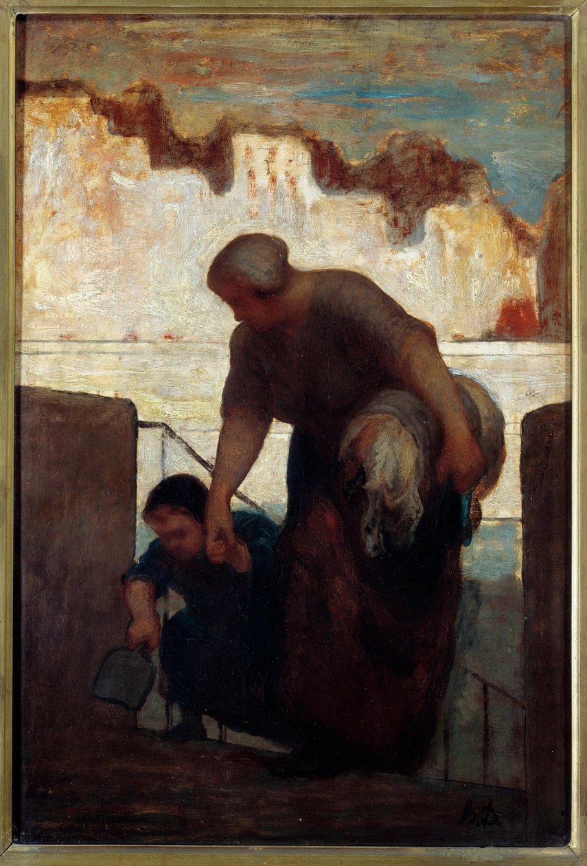 Vaskemaskinen. Maleri af Honore Daumier af Honoré Daumier