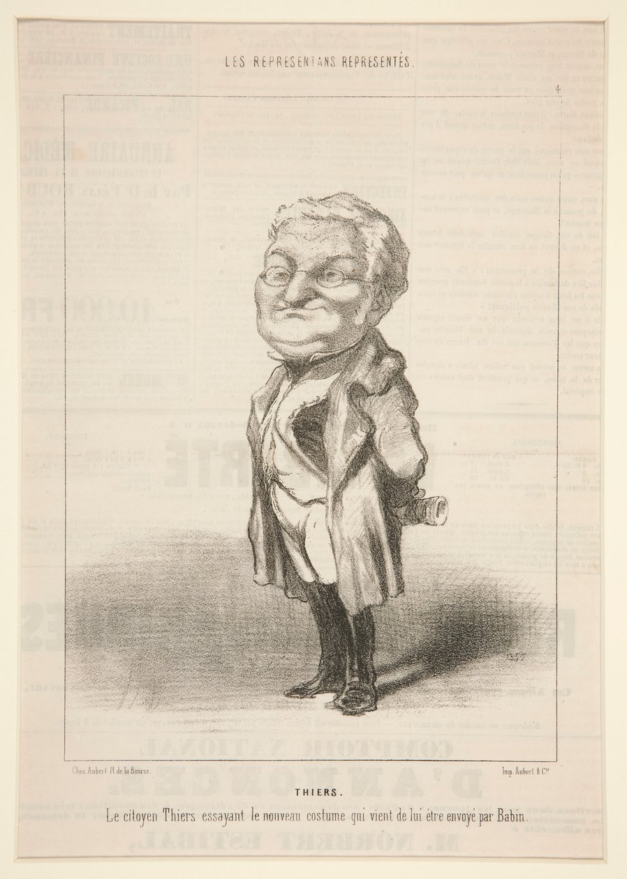 Thiers: Borger Thiers prøver det nye kostume, som netop er blevet sendt til ham af Bavin af Honoré Daumier