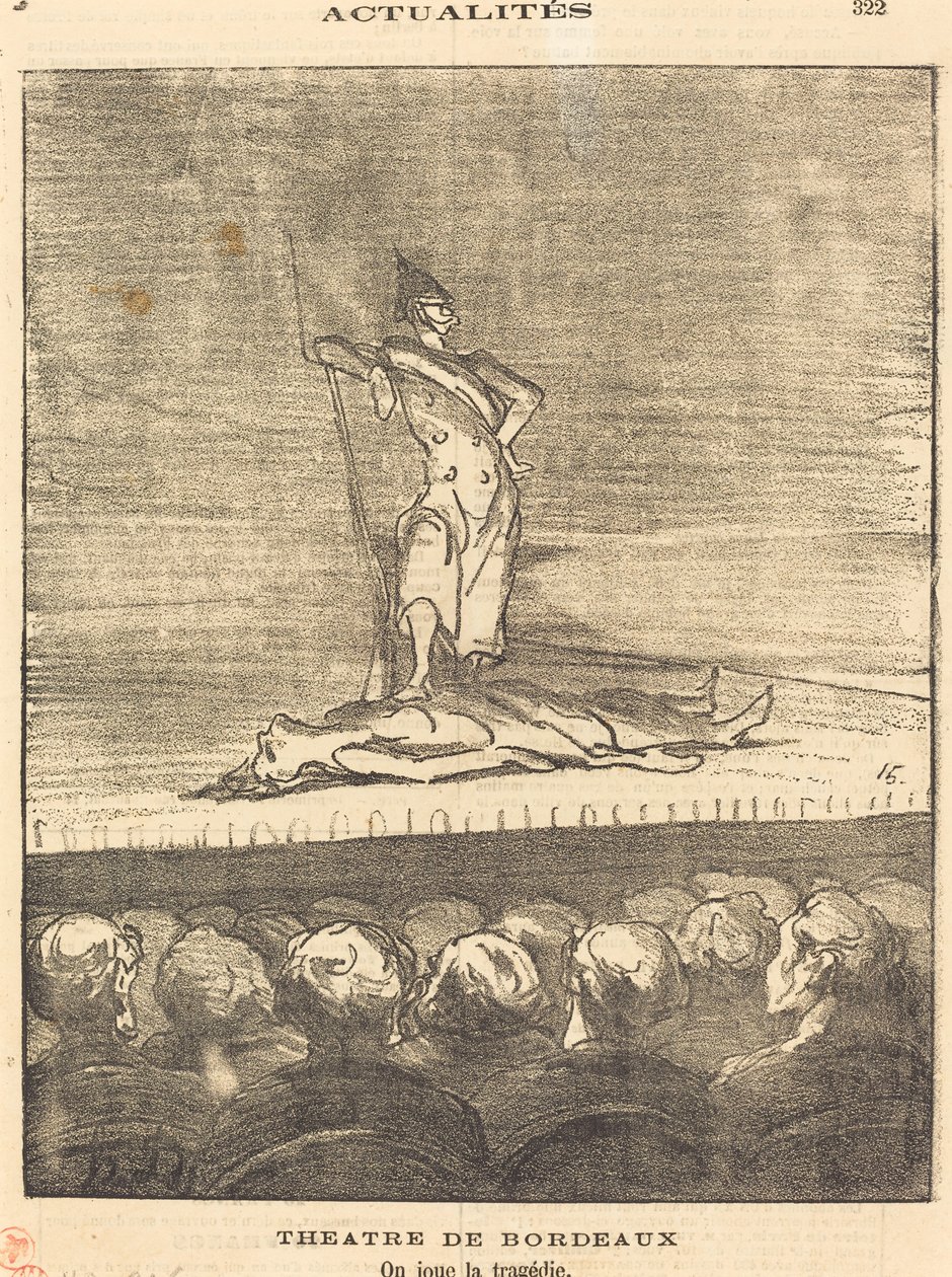 Bordeaux Theatre - vi spiller tragedien af Honoré Daumier