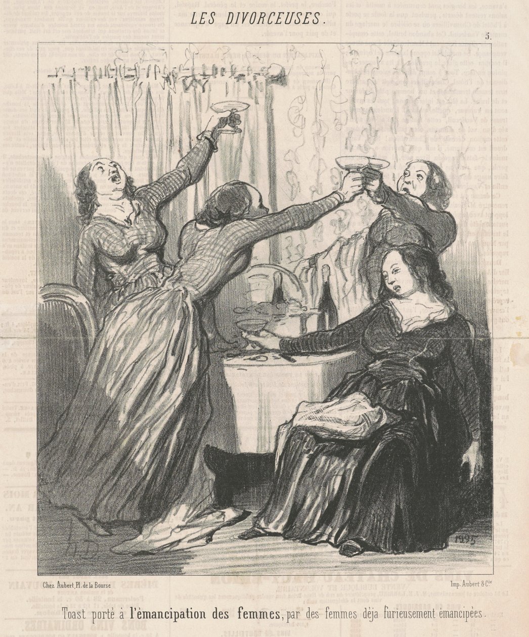 En skål for kvinders frigørelse... af Honoré Daumier