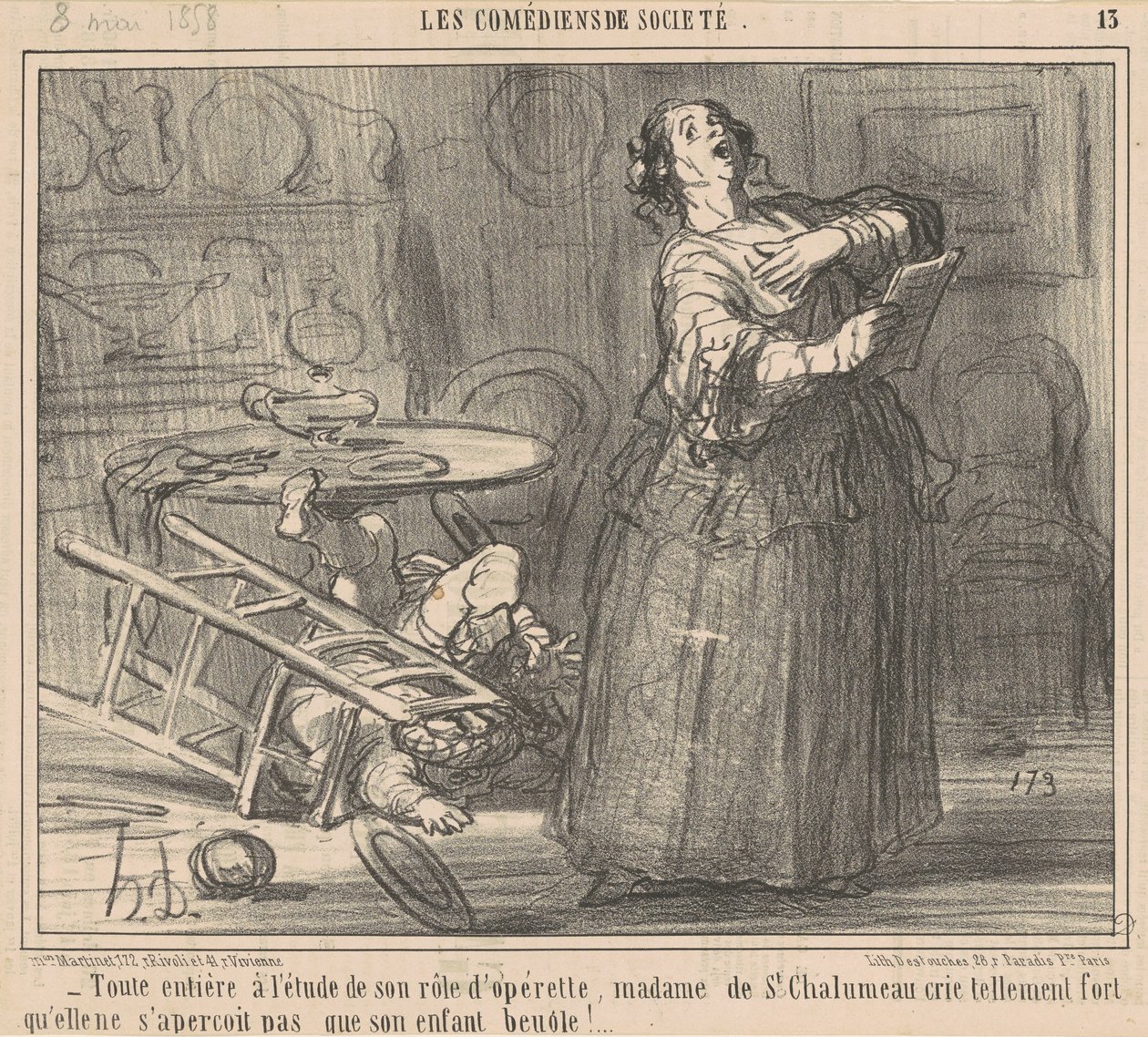 Studerer fuldt ud sin rolle... af Honoré Daumier