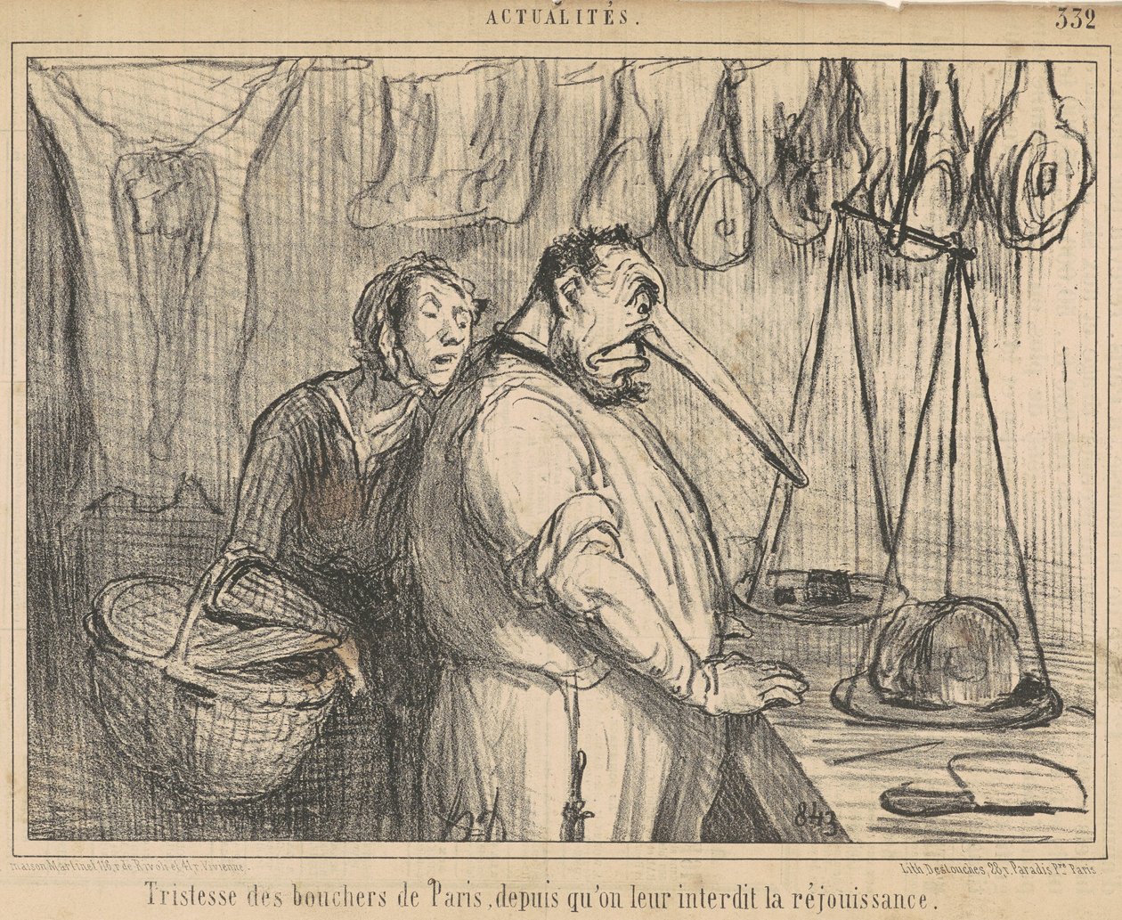 Tristhed hos slagterne i Paris... af Honoré Daumier