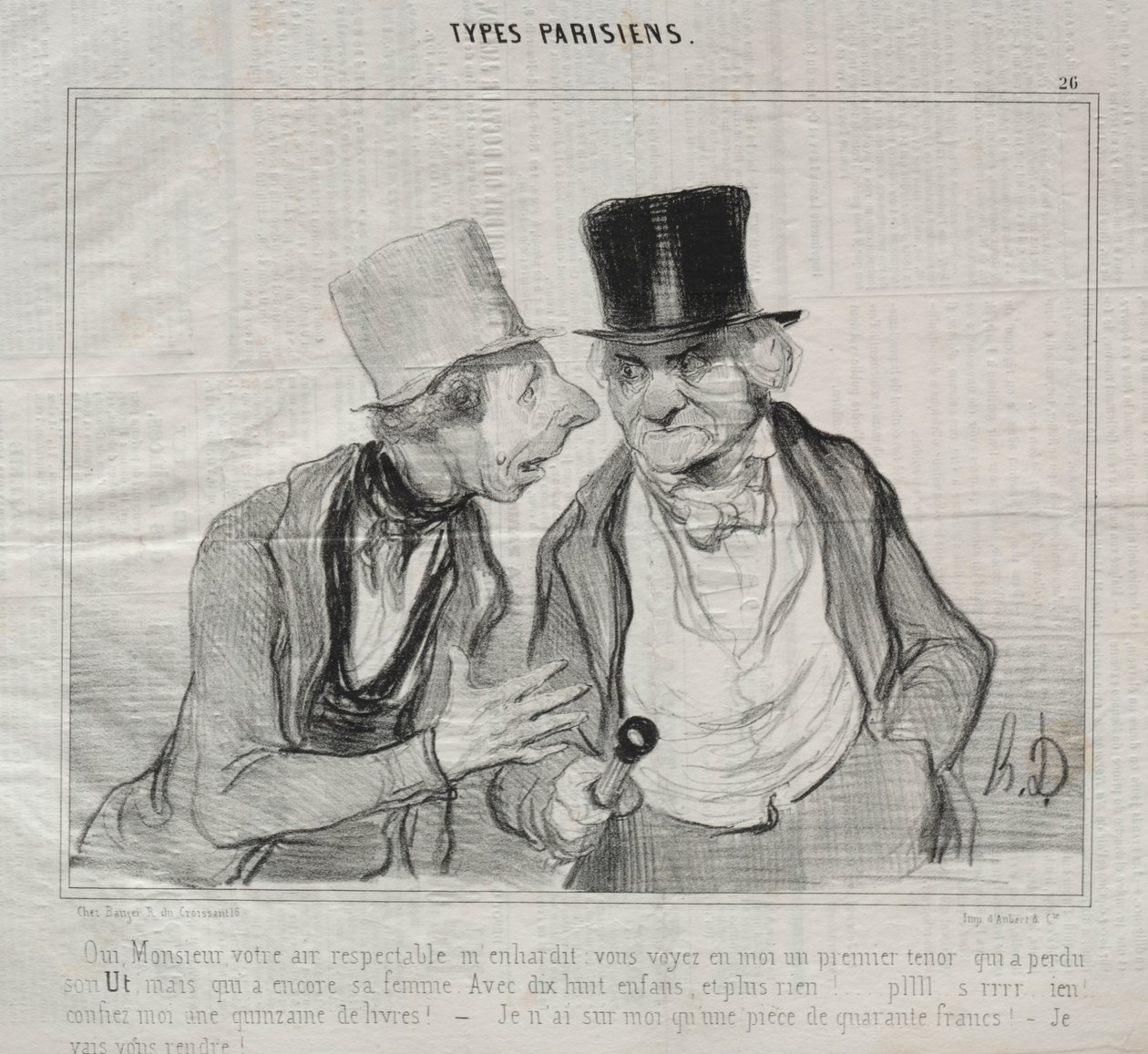 Typer Parisiens, plade 26: Ja, Sir, Deres respektable luft opmuntrer mig... af Honoré Daumier
