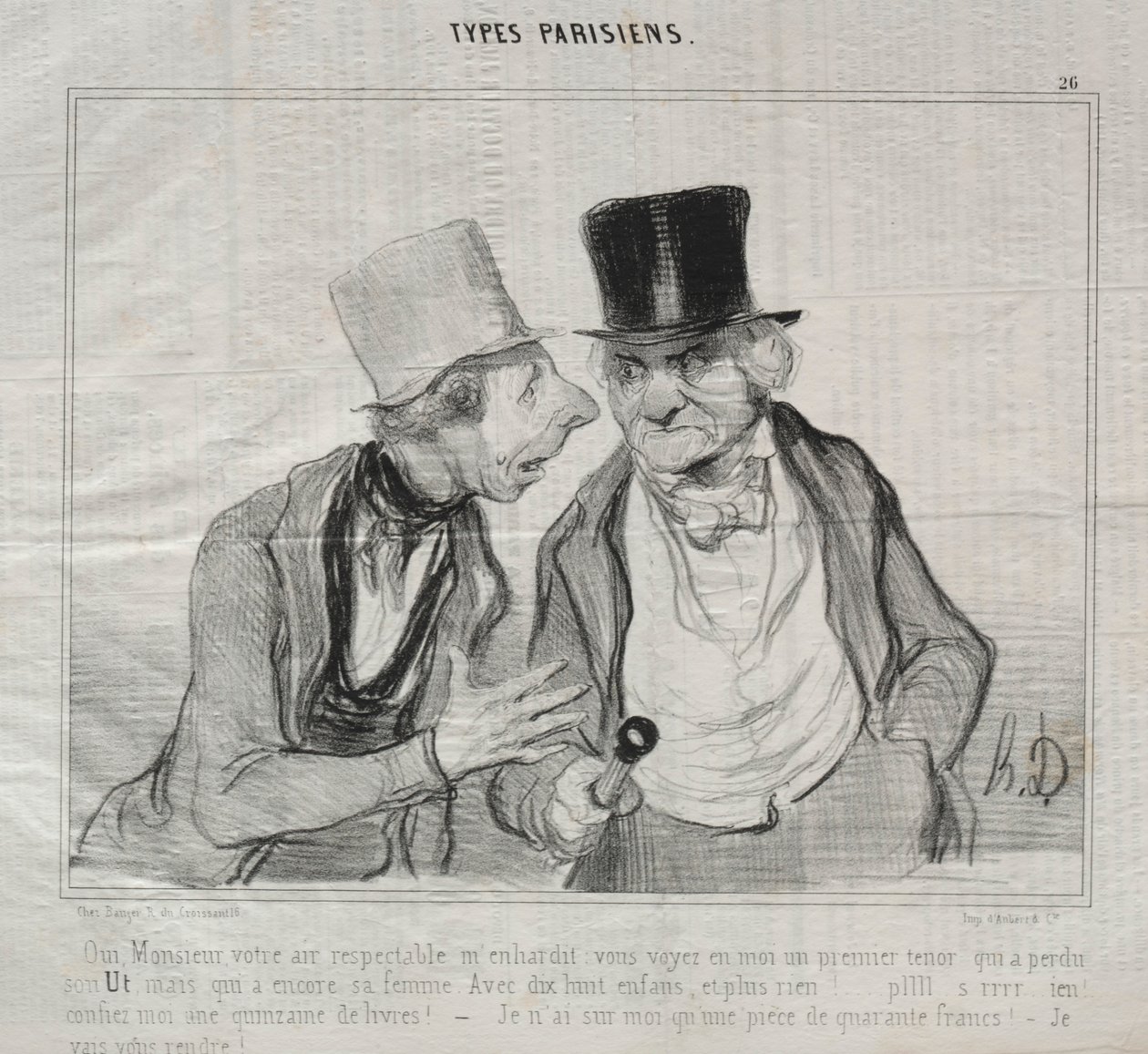 Typer Parisiens, plade 26: Ja, Sir, Deres respektable luft opmuntrer mig..., 29. maj 1840. af Honoré Daumier