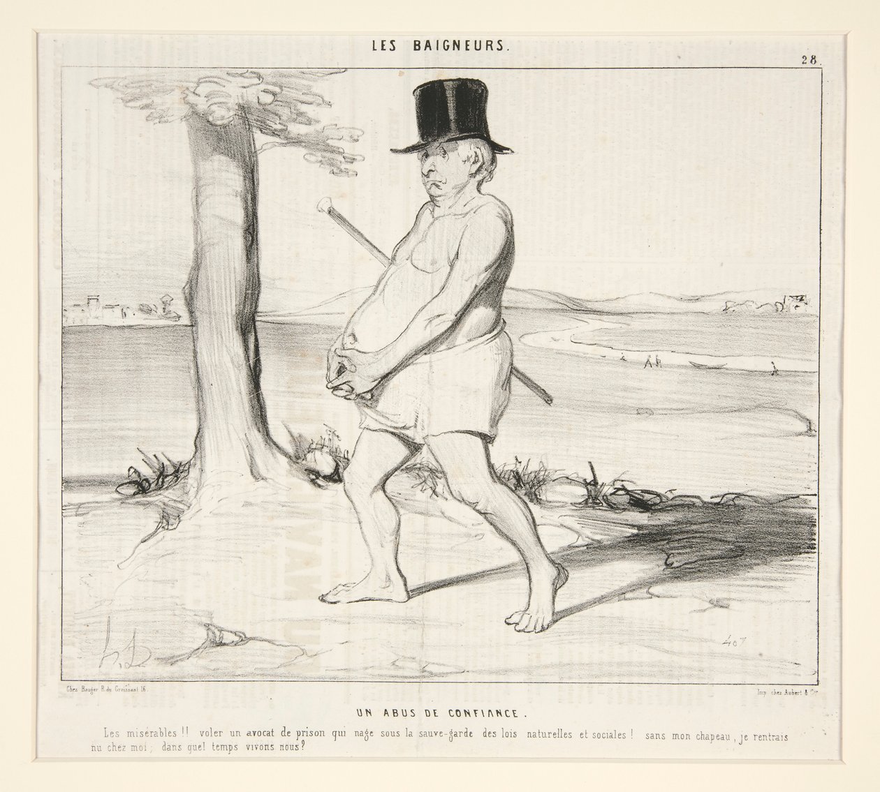Et tillidsbrud. Elendig!! røve en advokat fra fængslet, der svømmer under beskyttelse af naturlige og sociale love! af Honoré Daumier
