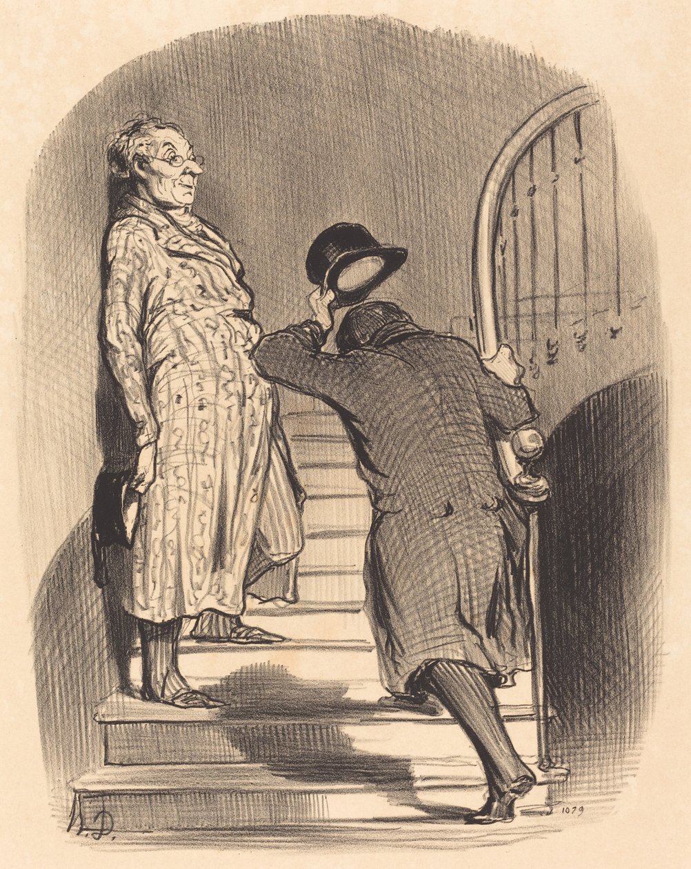 En lejer, der betaler sin termin nøjagtigt af Honoré Daumier