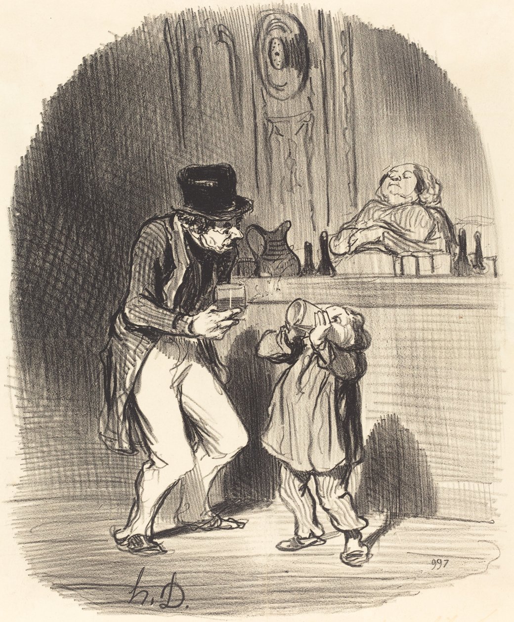 En far, der får sin søn til at sutte... af Honoré Daumier