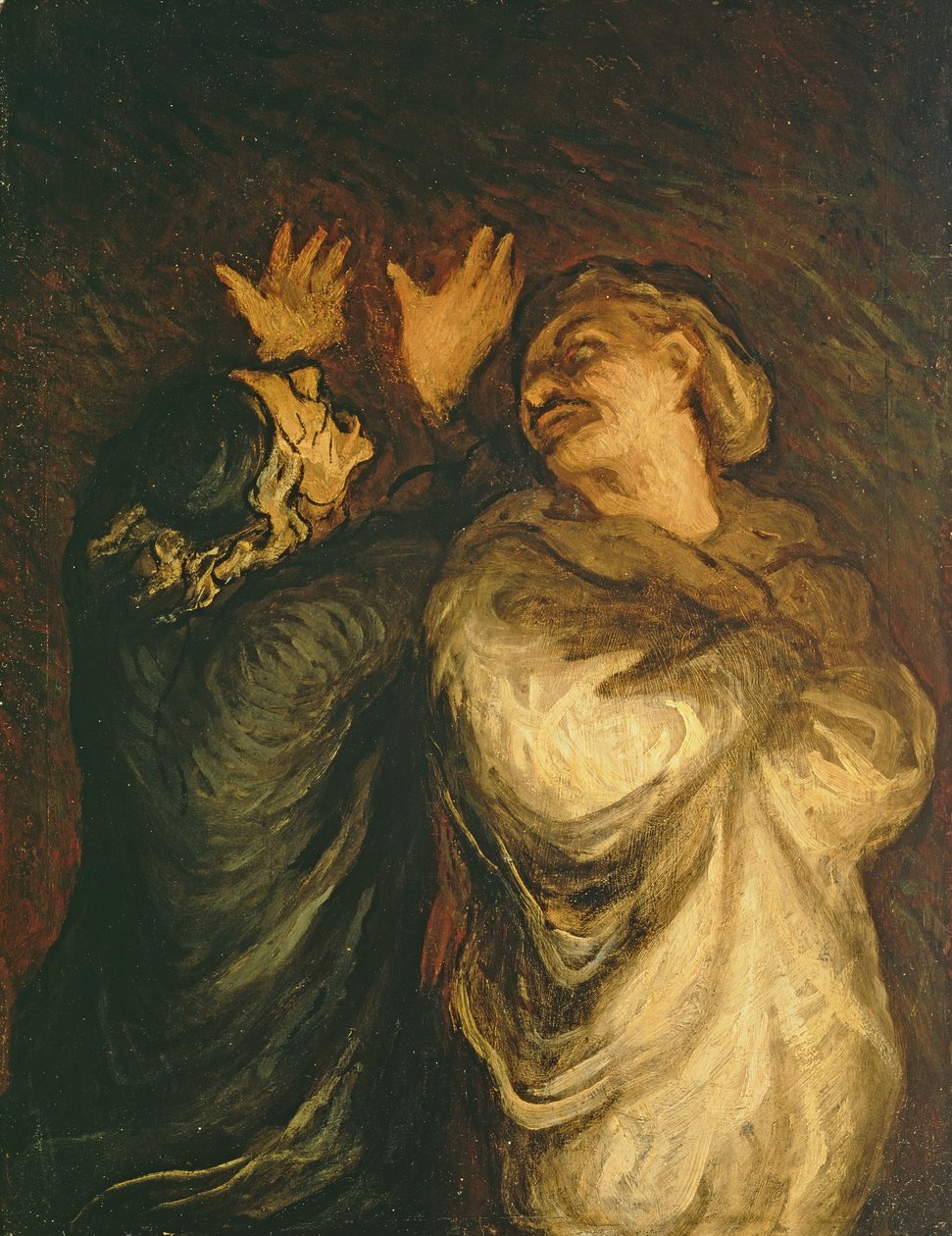 Un Scapin, 1860-62 (olie på vugget panel) af Honoré Daumier