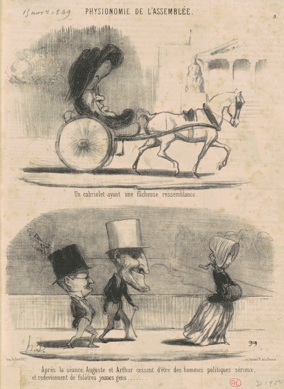 En cabriolet med en uheldig lighed... af Honoré Daumier
