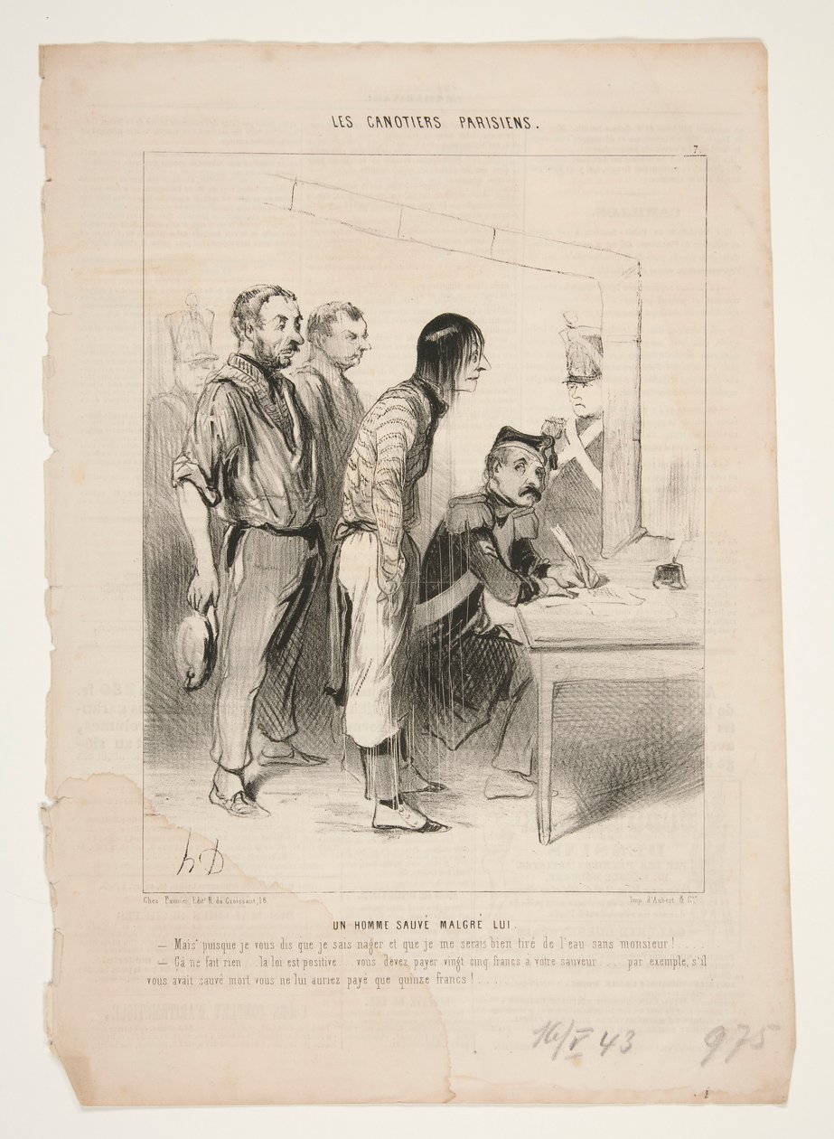 En mand redder på trods af sig selv af Honoré Daumier