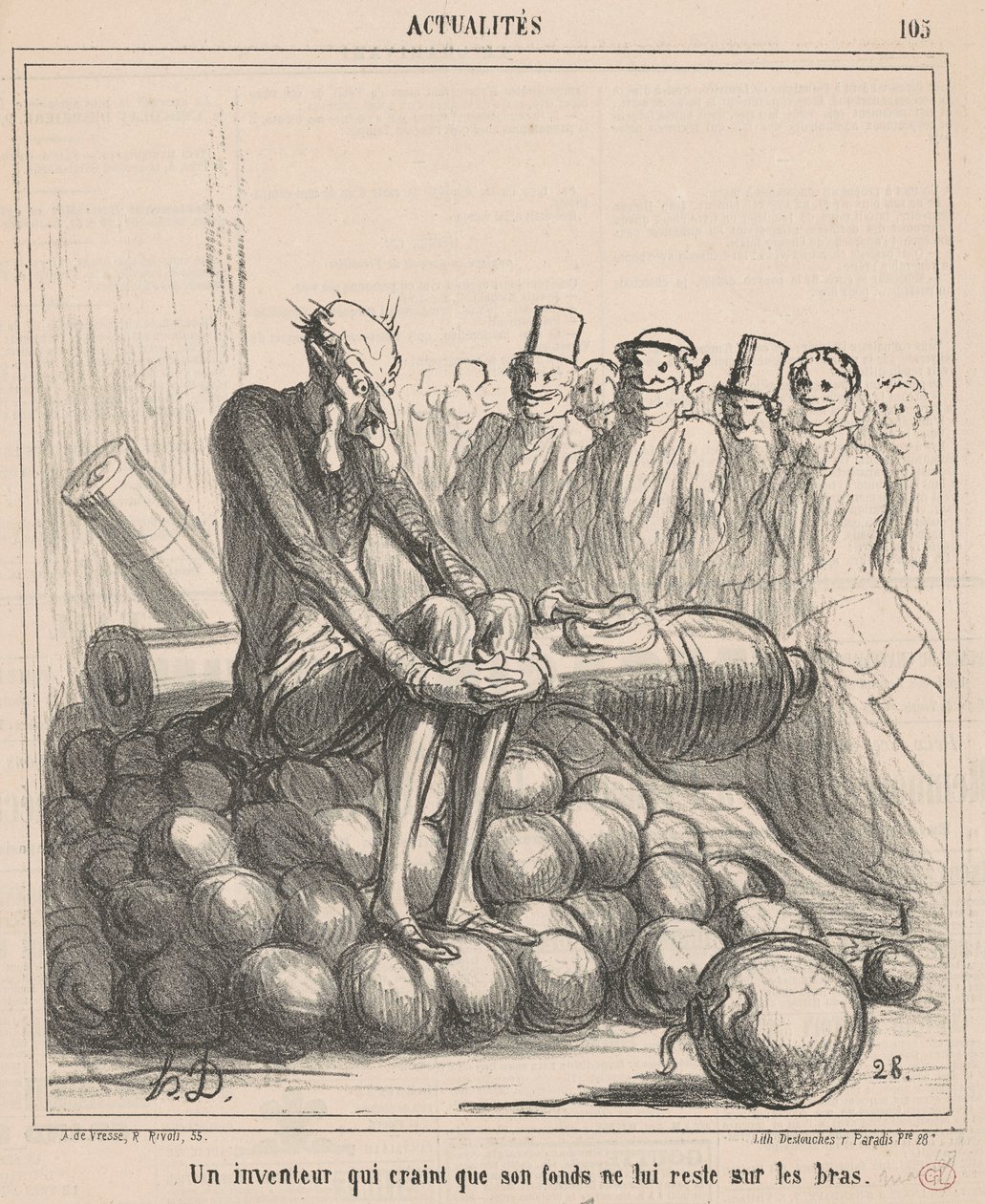 En opfinder, der frygter, at hans fond forbliver... af Honoré Daumier