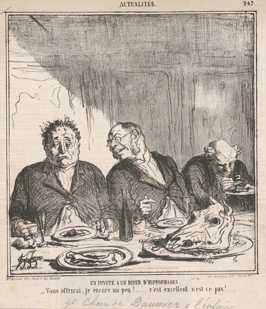En gæst til en middag med hestespisere: Skal jeg byde dig lidt mere? Det er fantastisk, ikke? af Honoré Daumier
