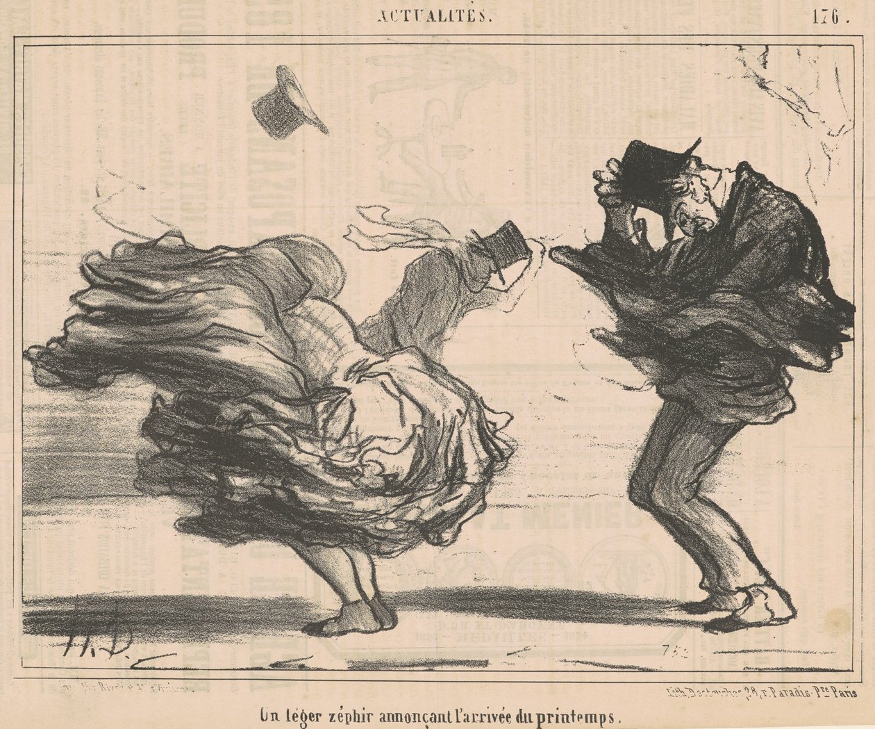En let zephyr, der annoncerer forårets ankomst af Honoré Daumier