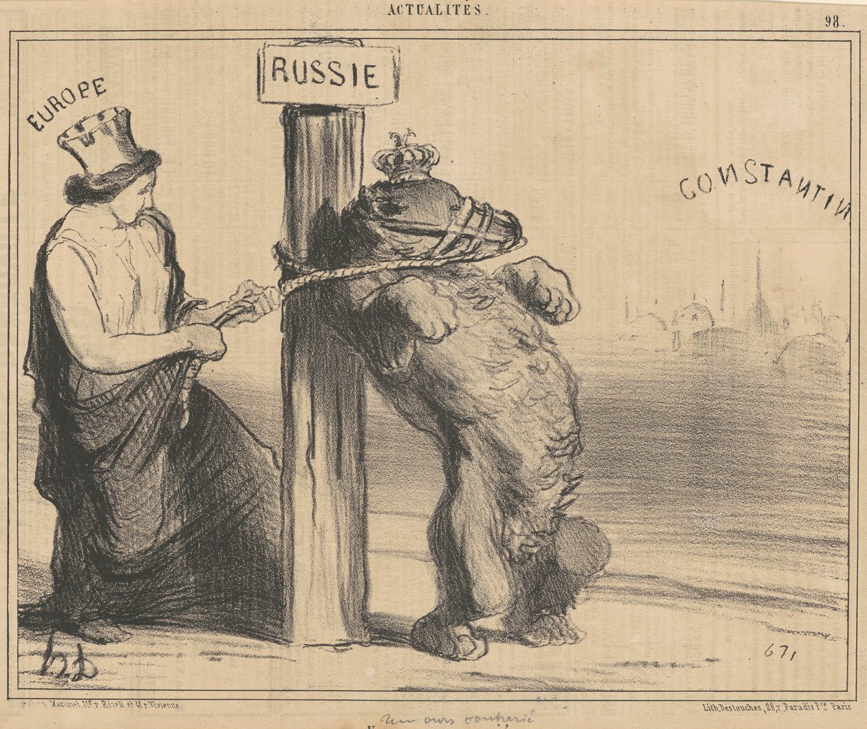En oprørt bjørn af Honoré Daumier