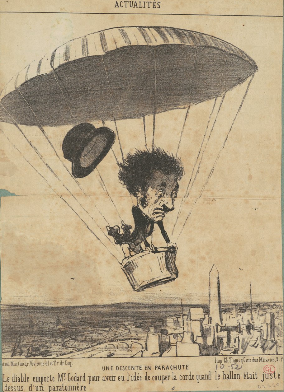 En faldskærmsnedstigning af Honoré Daumier