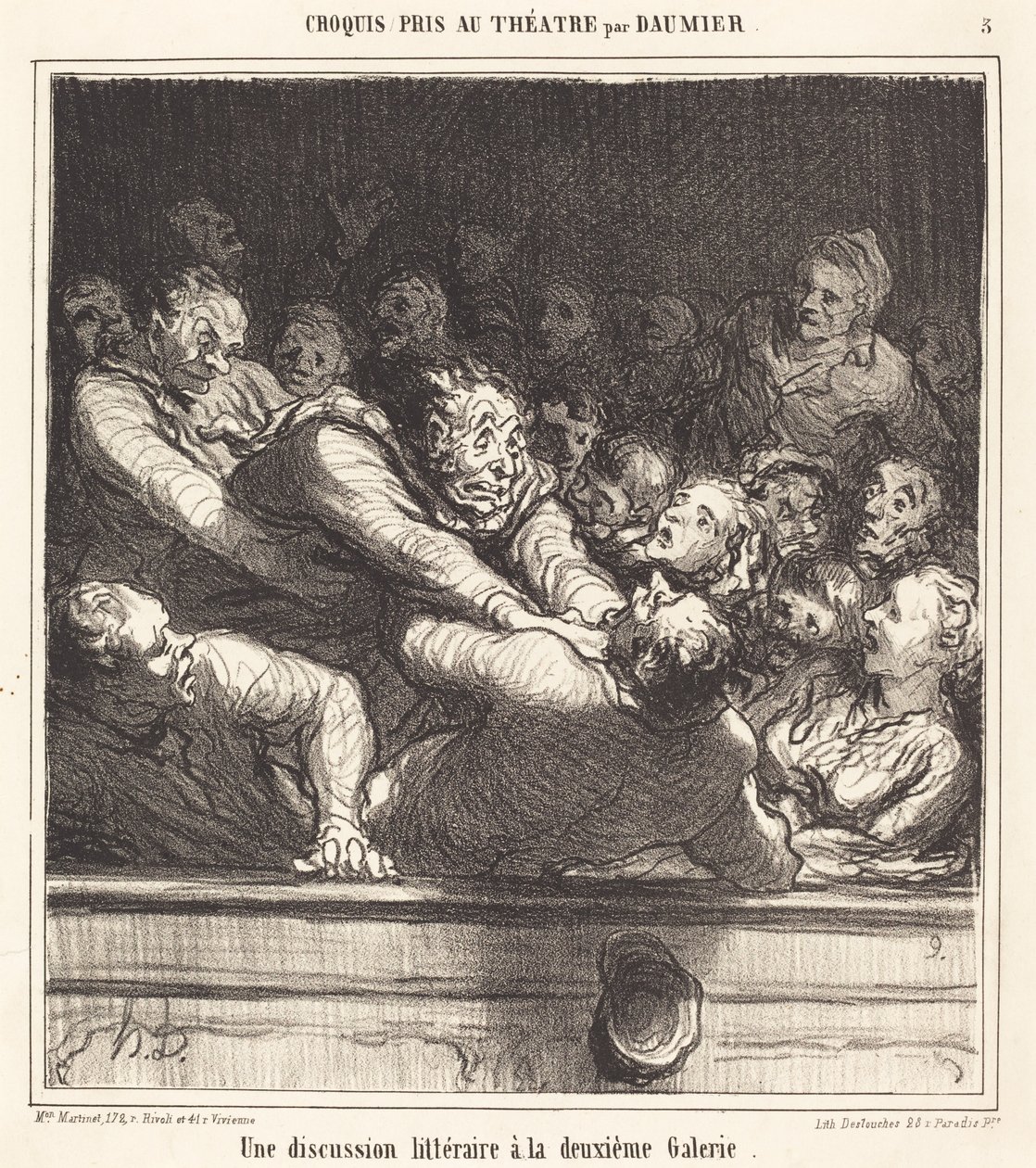 En litterær diskussion på det andet galleri af Honoré Daumier