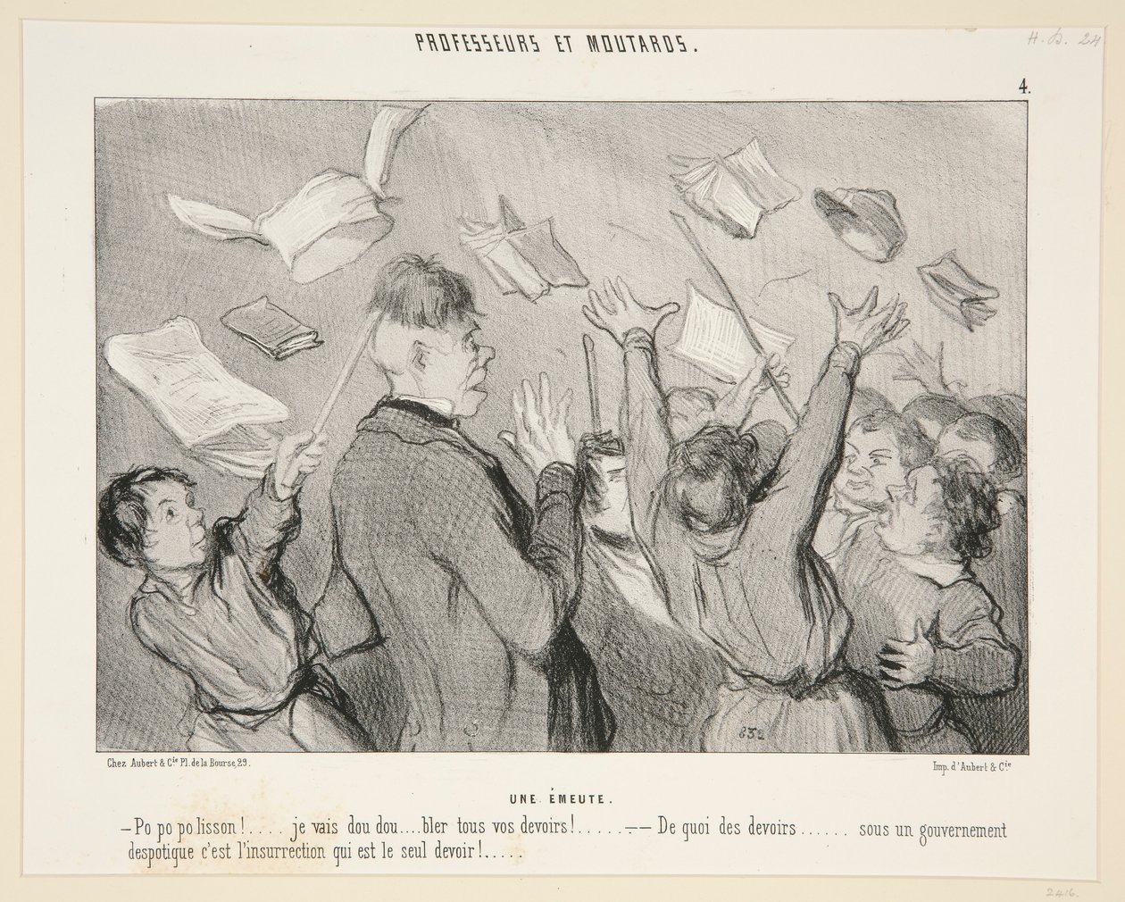 Optøjer; #4 af professorer og sennep af Honoré Daumier