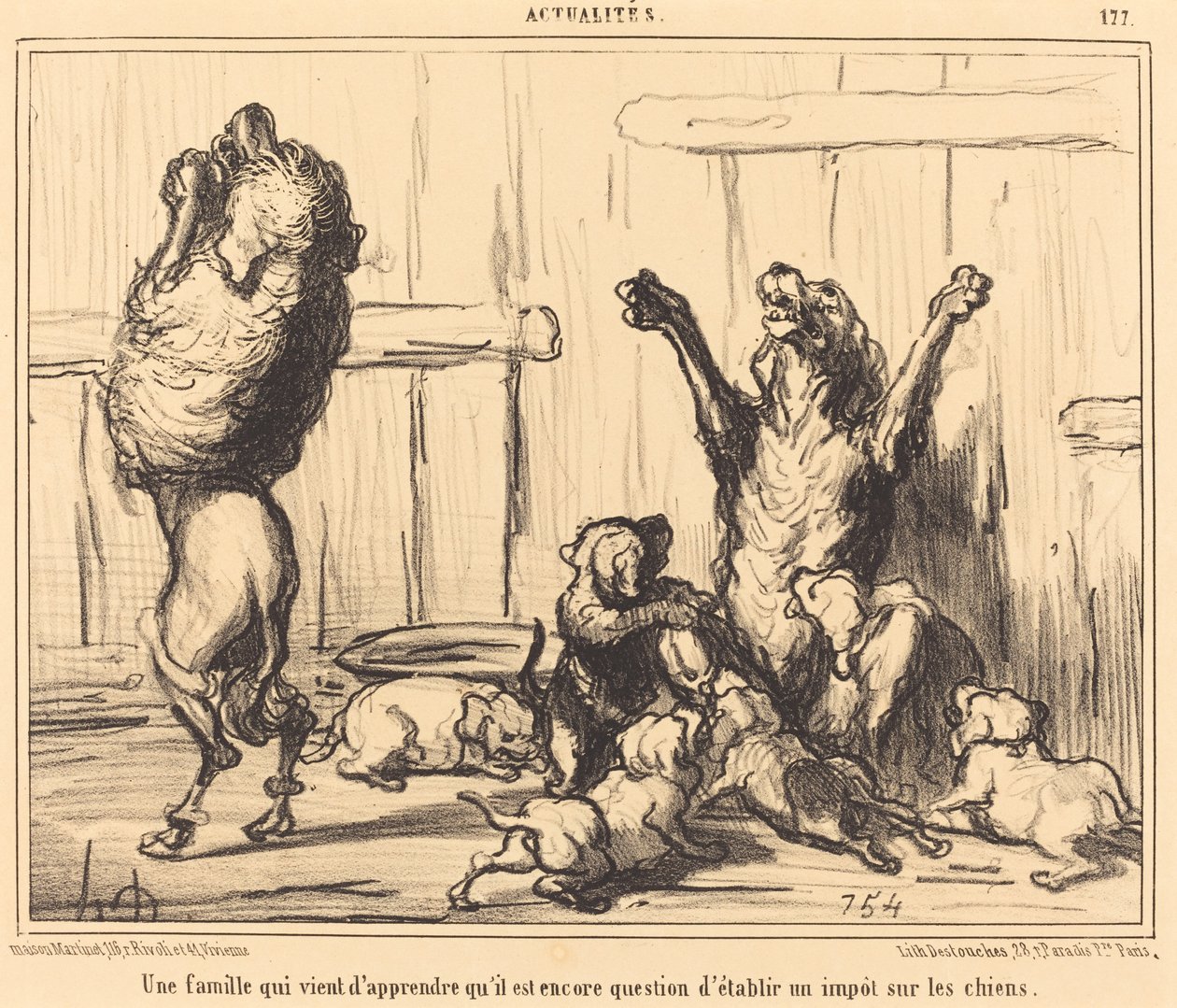 En familie, der lige har lært ... en hundeskat af Honoré Daumier