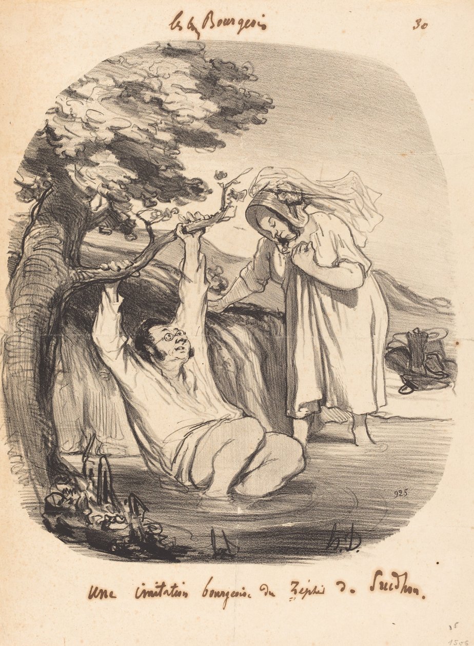 A Bourgeois Imitation of Zephir af Prudhon af Honoré Daumier
