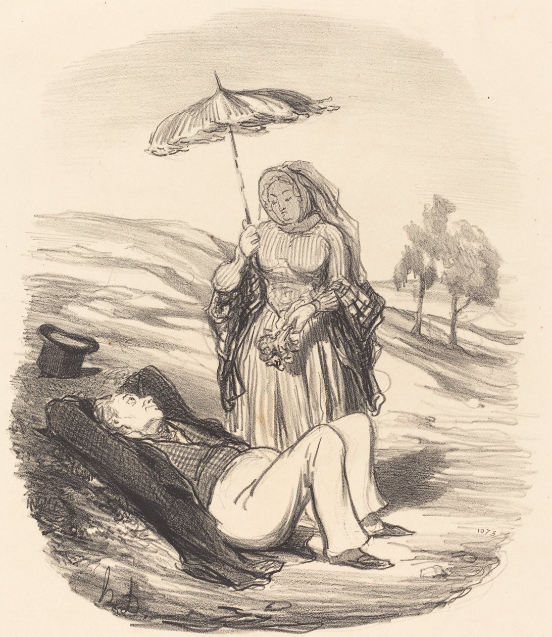En ægteskabelig gåtur af Honoré Daumier