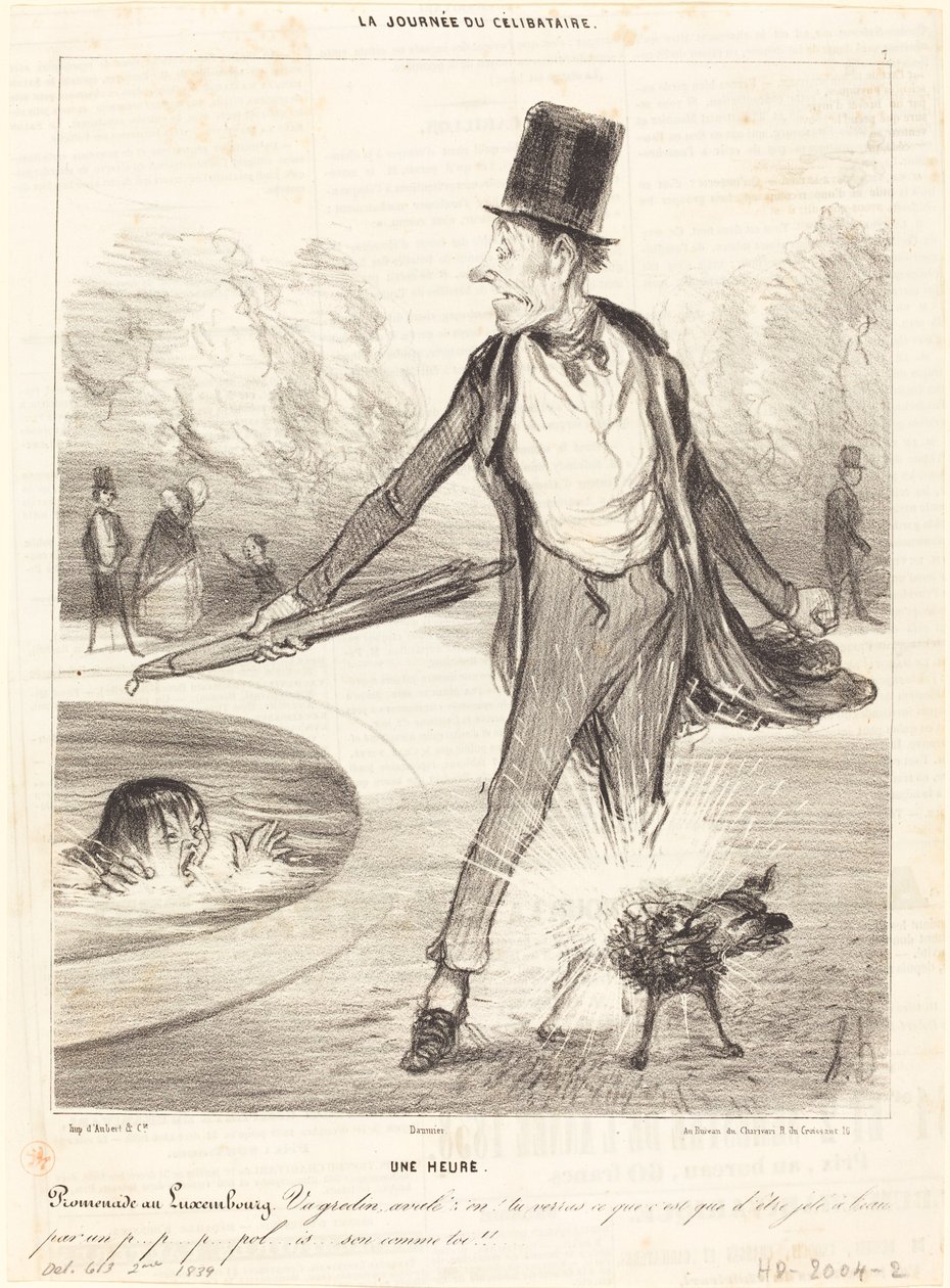 En time - Gåtur i Luxembourg af Honoré Daumier