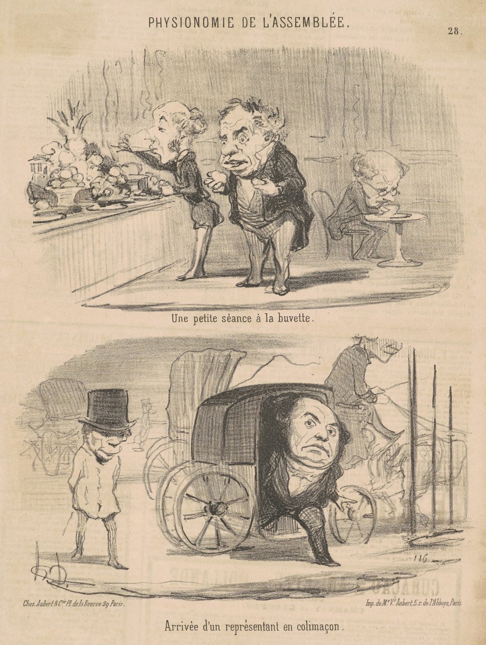 En lille session i forfriskningsbaren af Honoré Daumier
