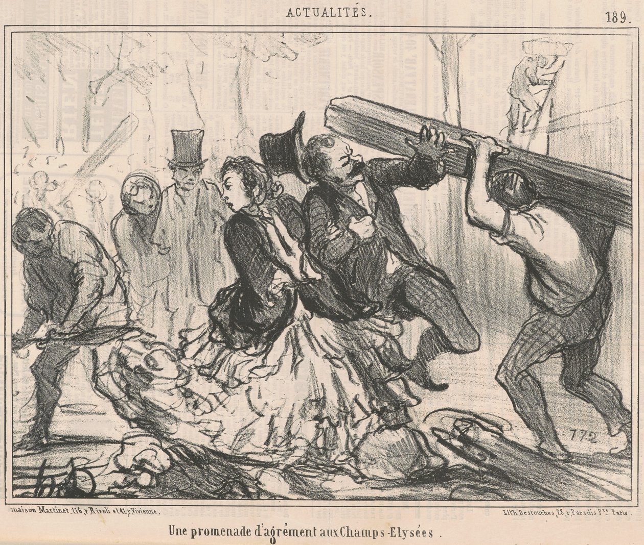 En fornøjelsesvandring på Champs-Elysées af Honoré Daumier