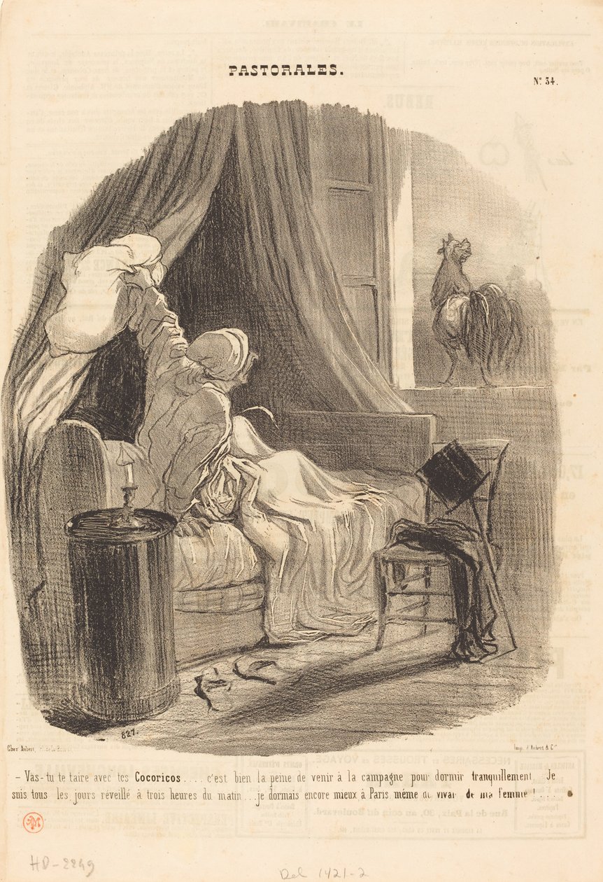 Vil du holde kæft med dine Cocoricos... af Honoré Daumier