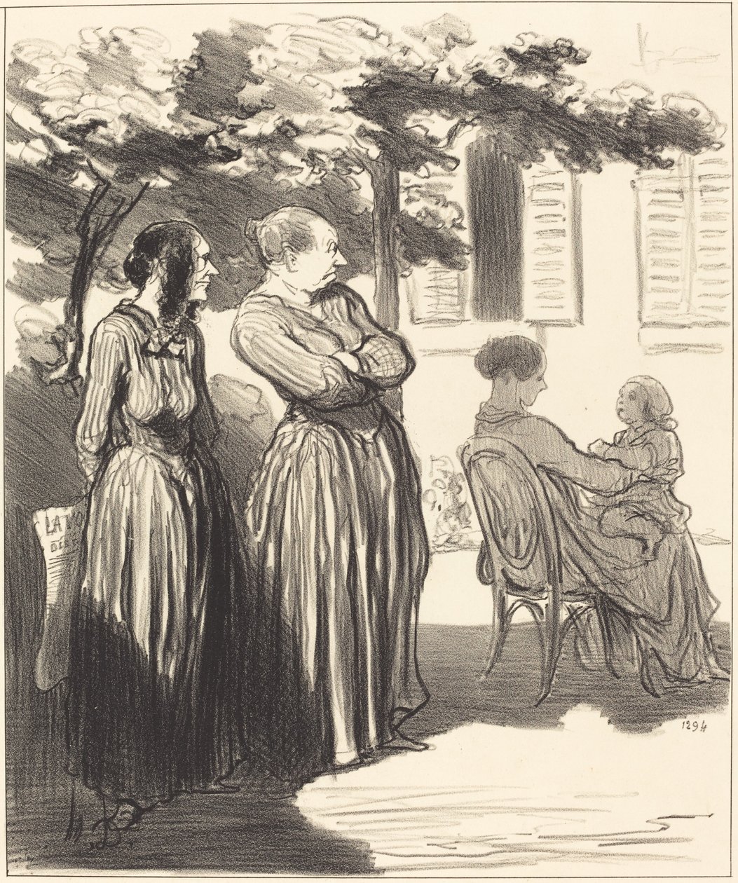 Her er en kvinde, der i den højtidelige time... af Honoré Daumier