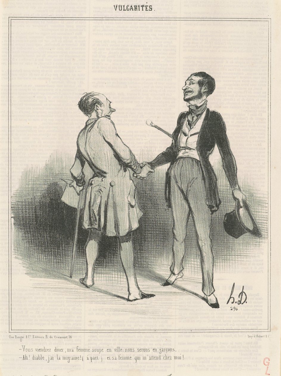 Du kommer til middag, min kone spiser middag i byen... af Honoré Daumier