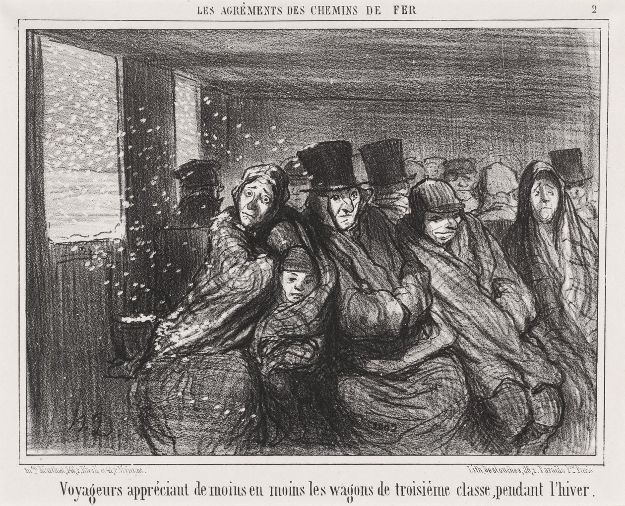 Rejsende er mindre og mindre glade for tredjeklasses vogne... af Honoré Daumier