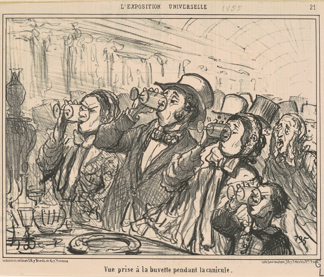 Udsigt taget i baren under hedebølgen af Honoré Daumier