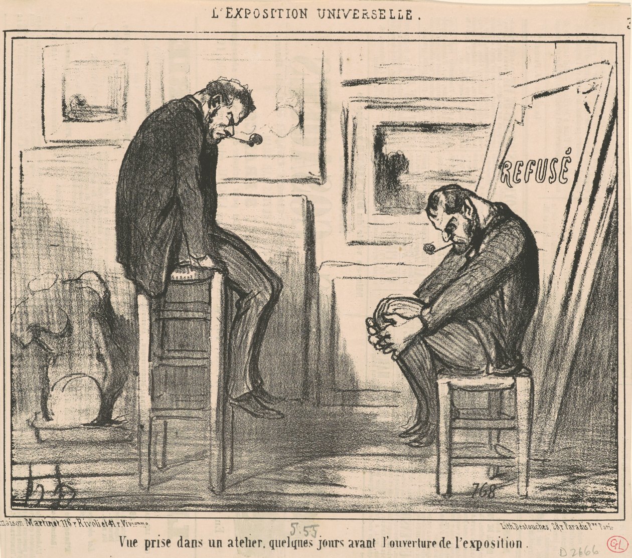 Udsigt taget på en workshop... af Honoré Daumier