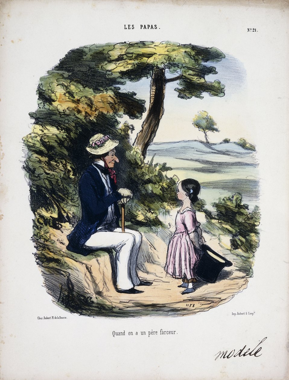 Når man har en klovnisk far, 1848 af Honoré Daumier