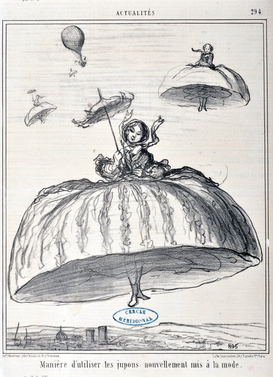 illustration til Serie Actualites "måde at bruge underkjoler på ny sat på mode" af Honoré Daumier