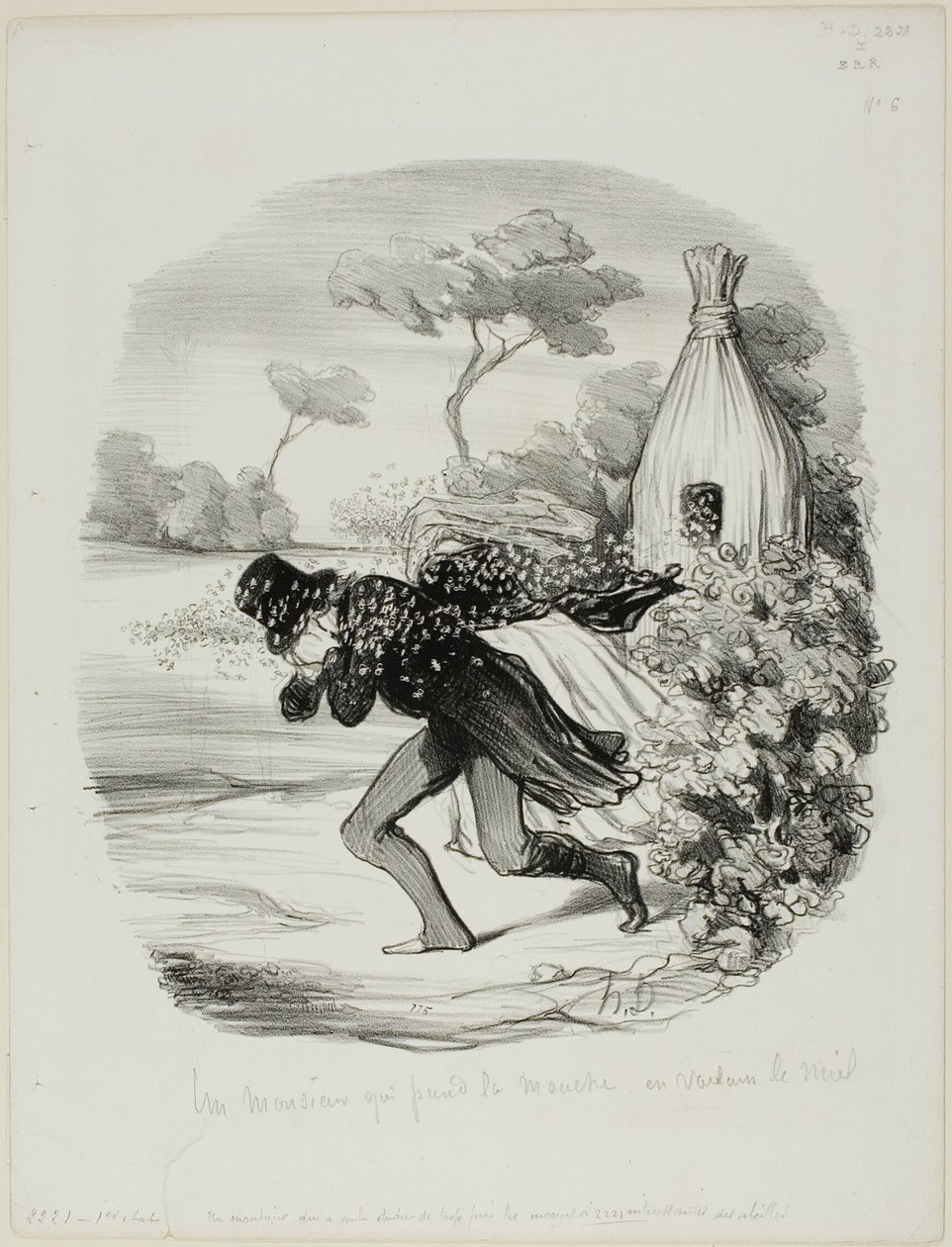 En herre, der ville studere biernes vaner for nøje, planche 6 fra Pastorales af Honoré Victorin Daumier