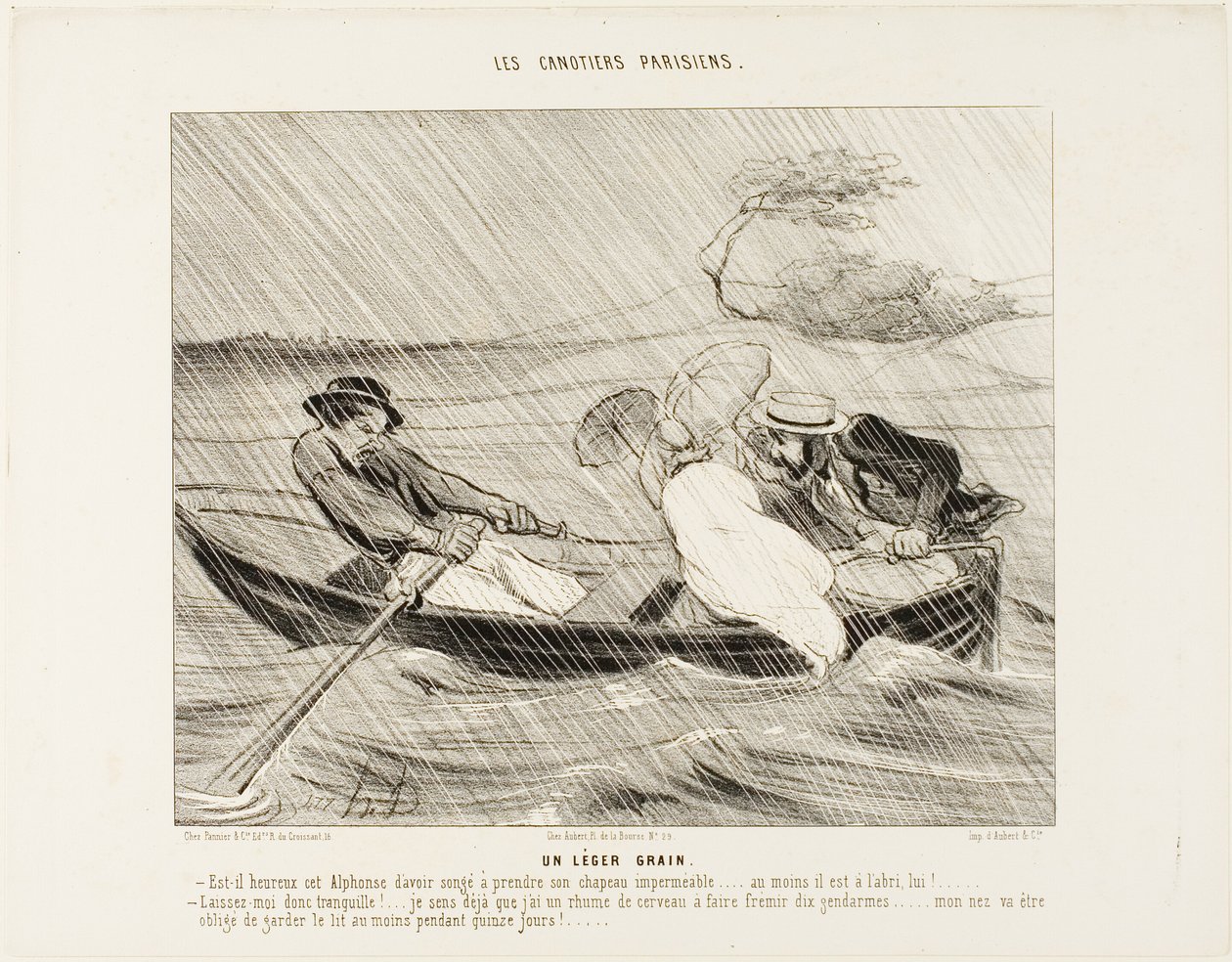 Et let vindstød (Un leger grain), plade 8 fra De parisiske sejlere (Les canotiers Parisiens) af Honoré Victorin Daumier