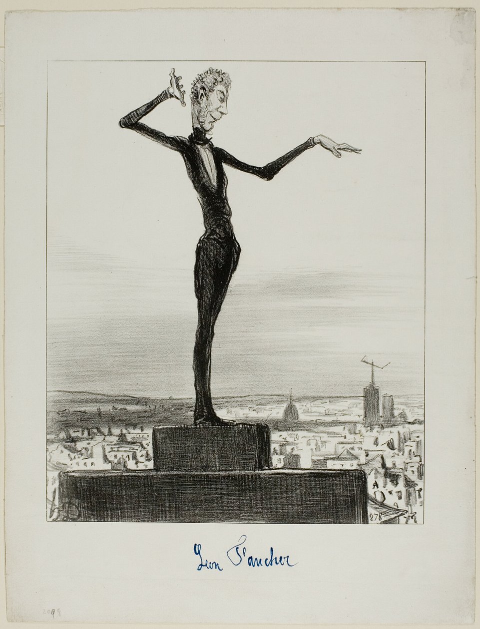Et forslag fra Charivari til Léon Faucher for at undgå telegrafiske fejltagelser i fremtiden, plade 122 fra Actualités af Honoré Victorin Daumier