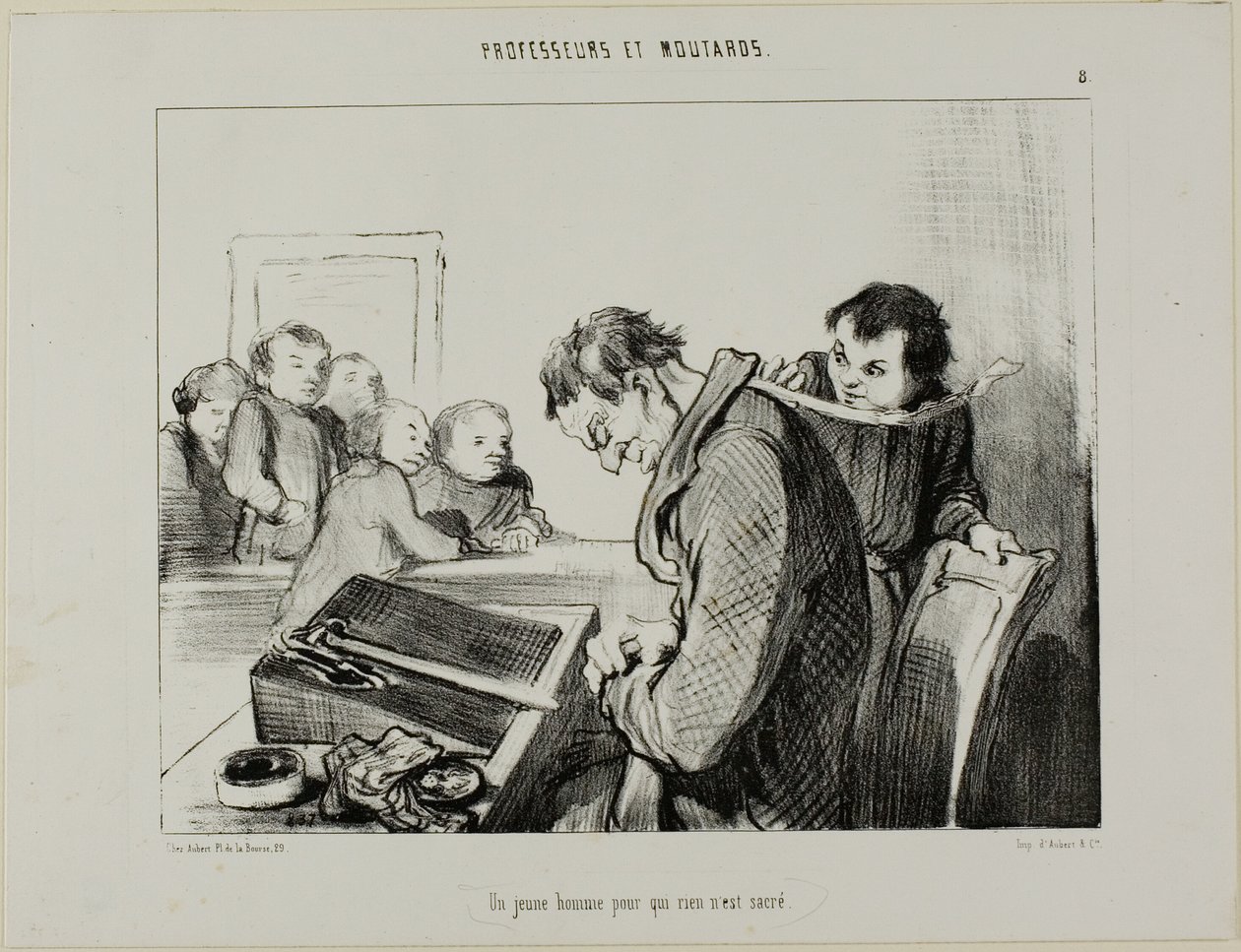 En ung mand, for hvem intet er helligt, planche 8 fra Professeurs Et Moutards af Honoré Victorin Daumier