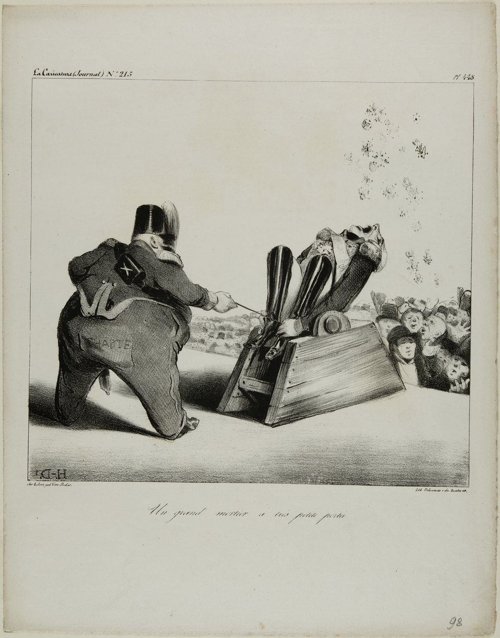 En stor morter med kort rækkevidde, plade 488 af Honoré Victorin Daumier