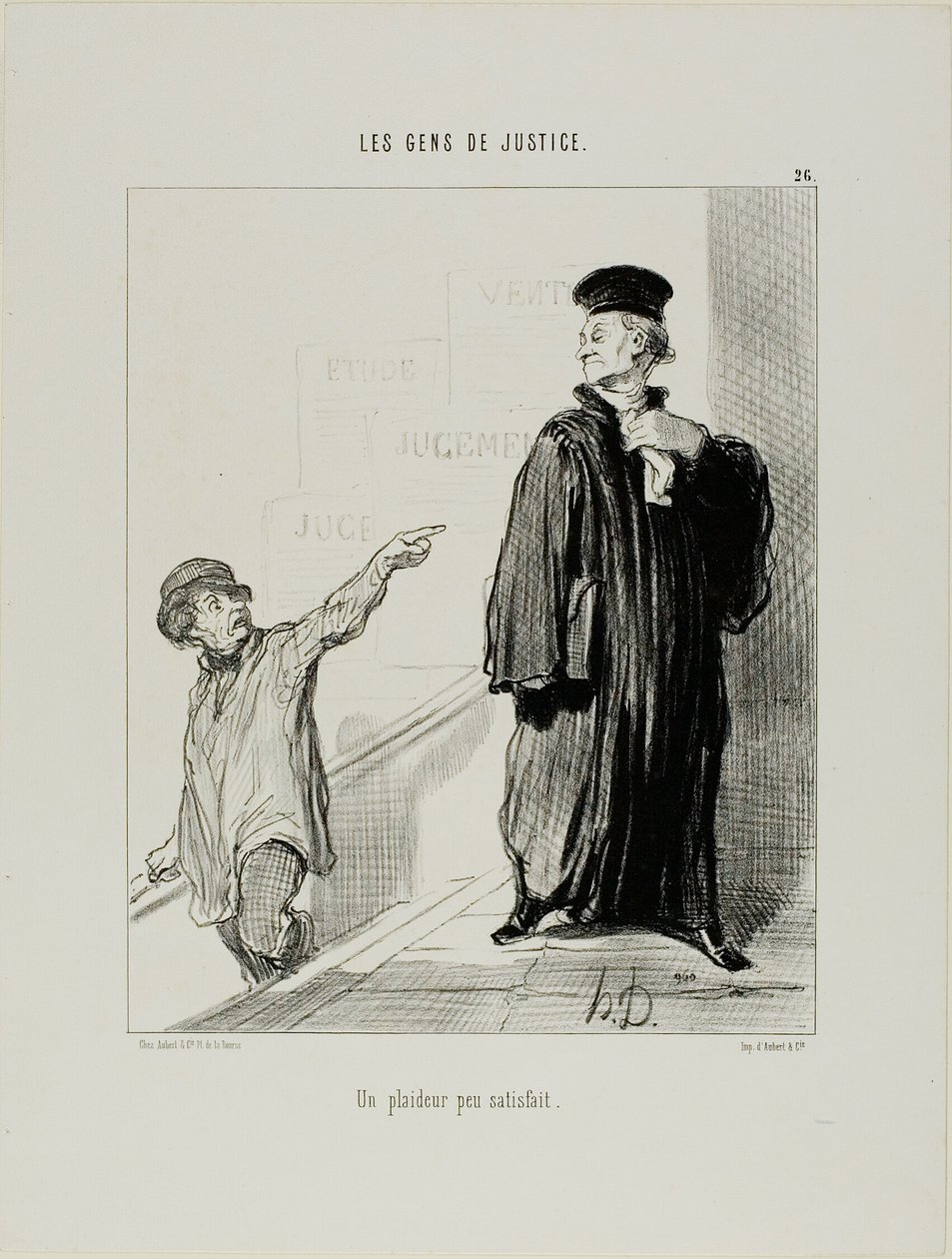 En temmelig utilfreds sagsøger, planche 26 fra Les Gens De Justice af Honoré Victorin Daumier
