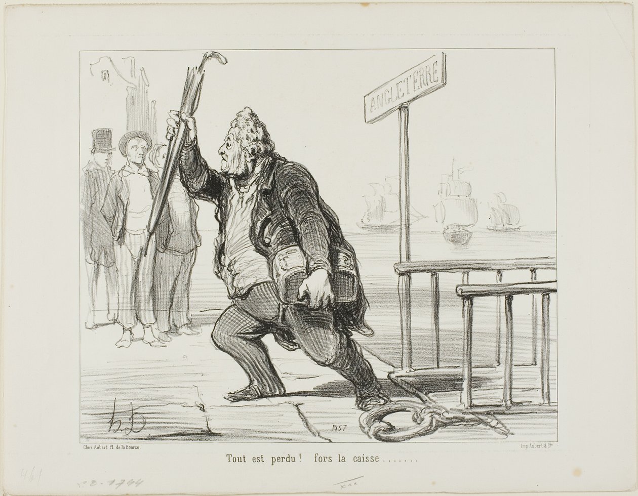 "Alt er tabt - red pengekassen" af Honoré Victorin Daumier