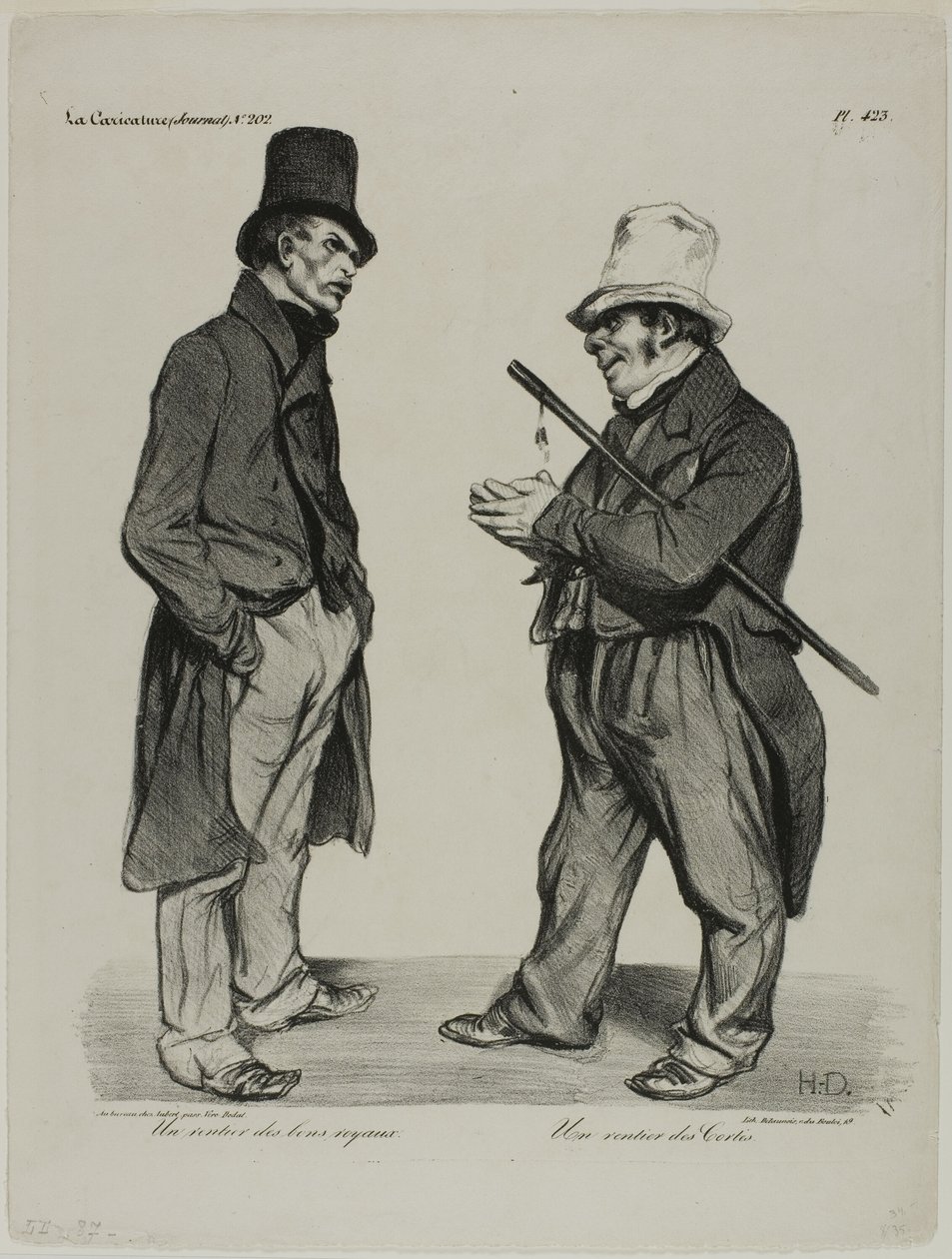 En investor i spanske Cortes-obligationer. En investor i spanske statsobligationer, plade 423 af Honoré Victorin Daumier