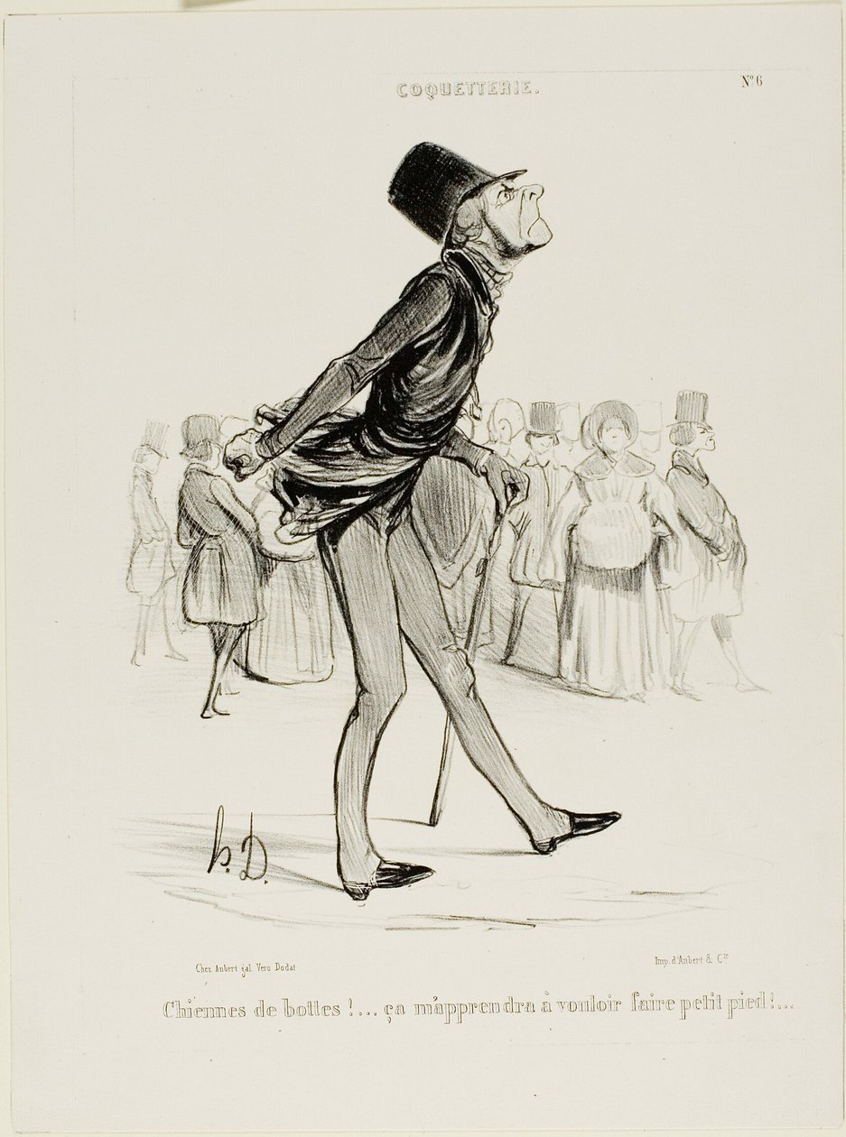 Forbandede støvler! That Will Teach Me to Take Smaller Steps..." plade 6 fra Coquetterie af Honoré Victorin Daumier