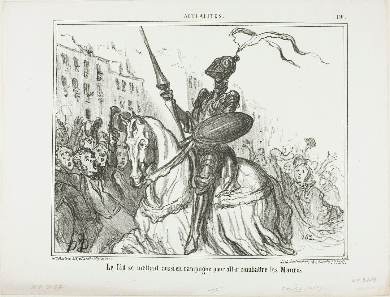 El Cid går også på banen for at kæmpe mod maurerne, plade 116 fra Actualités af Honoré Victorin Daumier
